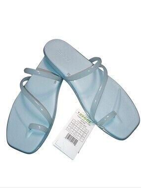 CROCS Miami Jelly Toe Loop Women’s Pale Blue Strap Slide Sandals, NWT